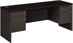 Hon - 72" Long x 29-1/2" High x 24" Deep, 4 Drawer Kneespace Credenza - Mahogany/Charcoal (Color), Metal - Eagle Tool & Supply