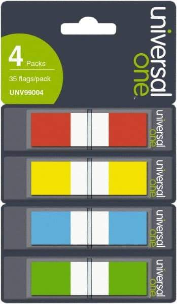 Universal One - Self-Stick Page Flags Style: Flag Color: Orange; Red; Blue; Yellow; Green - Eagle Tool & Supply