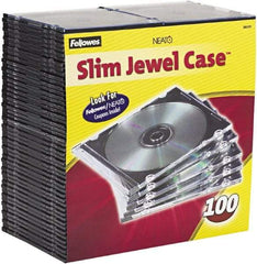 FELLOWES - 1 Compartment, 5-5/8" Wide x 4-15/16" High x 3/16" Deep, CD Case - Plastic, Clear/Black - Eagle Tool & Supply