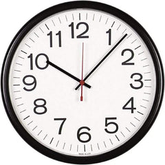 UNIVERSAL - White Face, Dial Wall Clock - Analog Display, Black Case, Runs on AA Battery - Eagle Tool & Supply