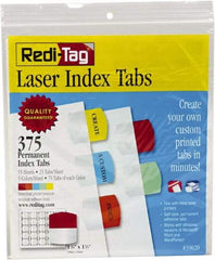 Redi-Tag - 1-1/8 x 1-1/4" 5 Tabs, Self-Adhesive, Self-Adhesive File Folder Tabs - Red, Blue, Mint, Orange, Yellow - Eagle Tool & Supply
