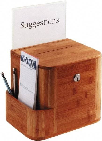 Safco - 10" Wide x 8" Deep x 14" High, Suggestion Box - Cherry - Eagle Tool & Supply