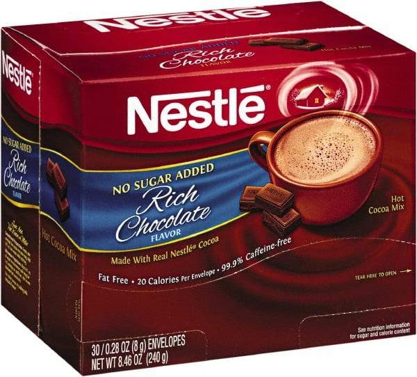 Nestle - No-Sugar-Added Hot Cocoa Mix Envelopes, Rich Chocolate, 0.28 oz Packet, 30/Box - Eagle Tool & Supply