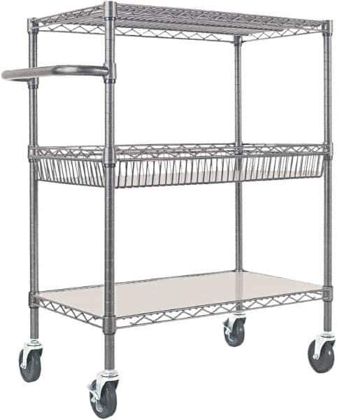 ALERA - 500 Lb Capacity, 34" Wide x 18" Long x 40" High Standard Utility Cart - 2 Shelf, Steel - Eagle Tool & Supply
