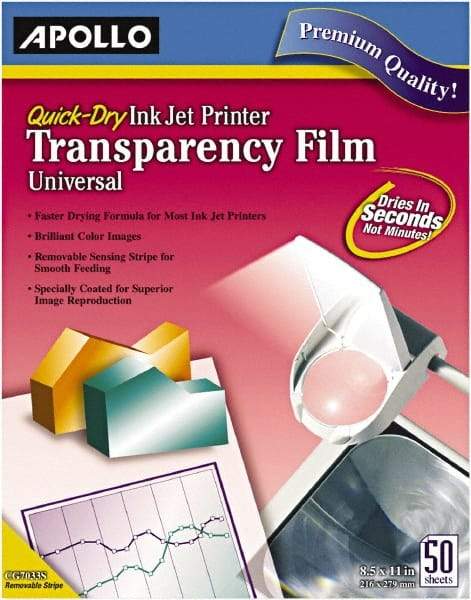 Apollo - Transparency Films & Sleeves Audio Visual Conference Accessory Type: Transparency Sleeves For Use With: Inkjet Printers; Copiers - Eagle Tool & Supply