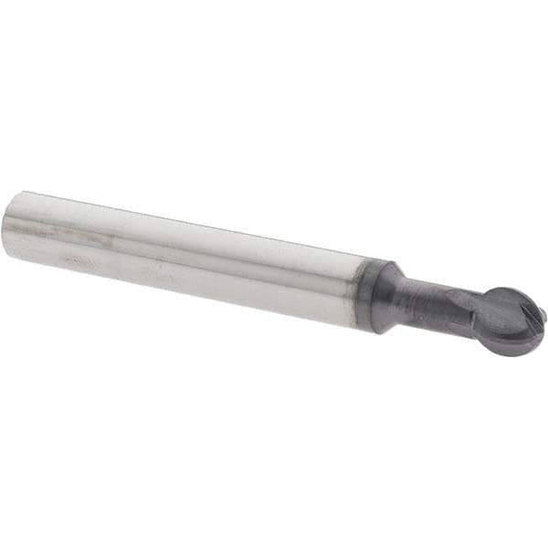 Accupro - 5/16" Diam, 0.266" LOC, 4 Flute Solid Carbide Ball End Mill - nACo Finish, Single End, 2-1/2" OAL, 5/16" Shank Diam, Undercutting - Eagle Tool & Supply