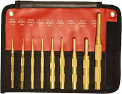 Mayhew - 9 Piece, 1/16 to 3/8", Brass Pilot Punch Kit - Round Shank, Brass, Comes in Pouch - Eagle Tool & Supply