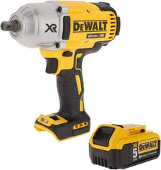 DeWALT - 1/2" Drive 20 Volt Mid-Handle Cordless Impact Wrench & Ratchet - 1,900 RPM, 0 to 2,400 BPM, 700 Ft/Lb Torque, 1 Lithium-Ion Battery Included - Eagle Tool & Supply