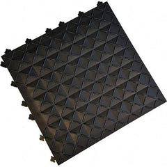 Ergo Advantage - 18" Long x 18" Wide x 1" Thick, Anti-Fatigue Modular Matting Anti-Fatigue Flooring - 2 Interlocking Sides, Black, For Dry Areas - Eagle Tool & Supply