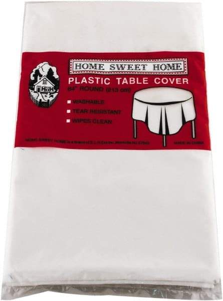 Tablemate Products - Table Set Round Table Cover, Plastic, 84" Diam, White, 6/Pack - Eagle Tool & Supply