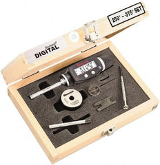 Starrett - 6 to 10mm, 58mm Gage Depth, 0.001mm Resolution, Friction Thimble, IP65 Electronic Inside Hole Micrometer Set - Accurate to 0.004mm, 1 Head, 2 Anvils, 1 Setting Ring, Data Output, Instant Inch/Millimeter Conversion - Eagle Tool & Supply