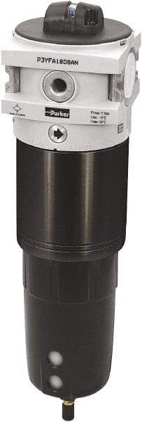 Parker - 1" Port Coalescing Filter - Polypropylene Bowl, Manual Drain, 254 Max psi, 0.01 Micron Rating, 3-1/2" Wide - Eagle Tool & Supply