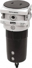 Parker - 3/4" Port, 9.6" High x 3-1/2" Wide Filter with Polypropylene Bowl, Manual Drain - 170 SCFM, 254 Max psi, 140°F Max Temp, Sight Glass Included, Modular Connection, Bowl Guard, 4.4 oz Bowl Capacity - Eagle Tool & Supply