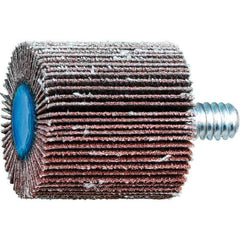 PFERD - 1" Diam x 1" Face Width, Aluminum Oxide Coated Mounted Flap Wheel - 1/4-20 Threaded Mount, 120 Grit, 25,000 Max RPM - Eagle Tool & Supply