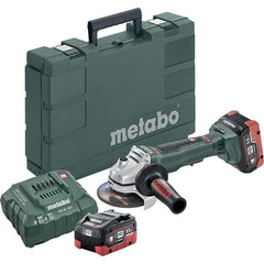 Metabo - 4-1/2" Wheel Diam, 9,000 RPM, Cordless Angle & Disc Grinder - 5/8-11 Spindle - Eagle Tool & Supply