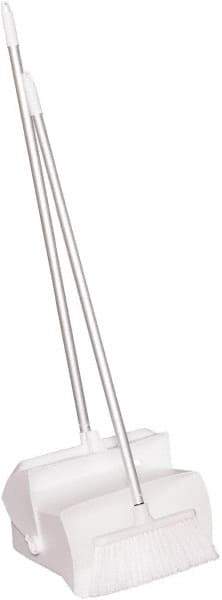 Remco - 14" Wide x 7-1/8" Deep x 47-1/2" High Upright Dustpan with Broom - Plastic Body, 37" Aluminum Handle, White - Eagle Tool & Supply