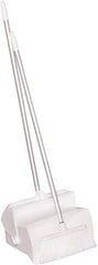 Remco - 14" Wide x 7-1/8" Deep x 47-1/2" High Upright Dustpan with Broom - Plastic Body, 37" Aluminum Handle, White - Eagle Tool & Supply