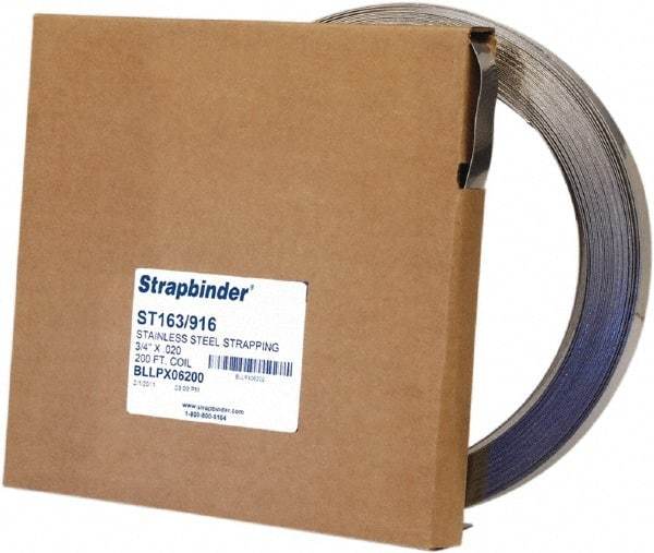 IDEAL TRIDON - Grade 304, Stainless Steel Banding Strap Roll - 1/2" Wide x 0.025" Thick - Eagle Tool & Supply