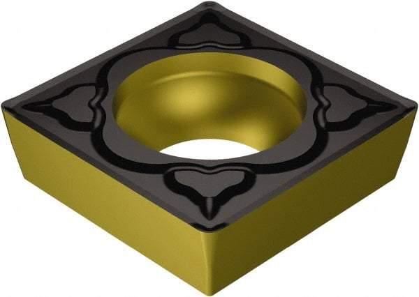 Sandvik Coromant - SCMT431 MM Grade 2220 Carbide Turning Insert - TiCN/AI2O3/TiN Finish, 90° Square, 1/2" Inscr Circle, 3/16" Thick, 1/64" Corner Radius - Eagle Tool & Supply