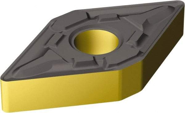 Sandvik Coromant - DNMG434 MR Grade 2220 Carbide Turning Insert - TiCN/AI2O3/TiN Finish, 55° Diamond, 1/2" Inscr Circle, 3/16" Thick, 1/16" Corner Radius - Eagle Tool & Supply