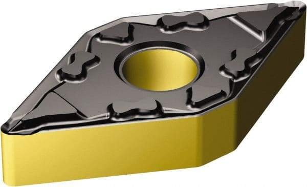 Sandvik Coromant - DNMG431 MF Grade 2220 Carbide Turning Insert - TiCN/AI2O3/TiN Finish, 55° Diamond, 1/2" Inscr Circle, 3/16" Thick, 1/64" Corner Radius - Eagle Tool & Supply