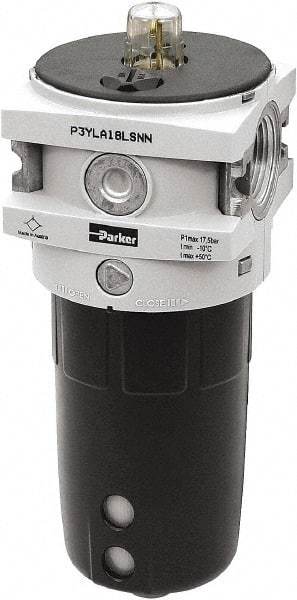 Parker - 3/4" NPT, 254 Max psi Hi-Flow Lubricator - Polypropylene Bowl, Aluminum Body, 315 CFM, 140°F Max Temp, 3-1/2" Wide x 9.7" High - Eagle Tool & Supply