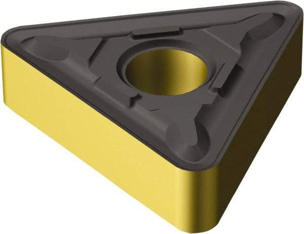 Sandvik Coromant - TNMG333 MR Grade 2220 Carbide Turning Insert - TiCN/AI2O3/TiN Finish, 60° Triangle, 3/8" Inscr Circle, 3/16" Thick, 3/64" Corner Radius - Eagle Tool & Supply