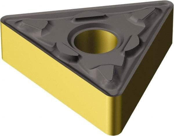 Sandvik Coromant - TNMG333 MM Grade 2220 Carbide Turning Insert - TiCN/AI2O3/TiN Finish, 60° Triangle, 3/8" Inscr Circle, 3/16" Thick, 3/64" Corner Radius - Eagle Tool & Supply