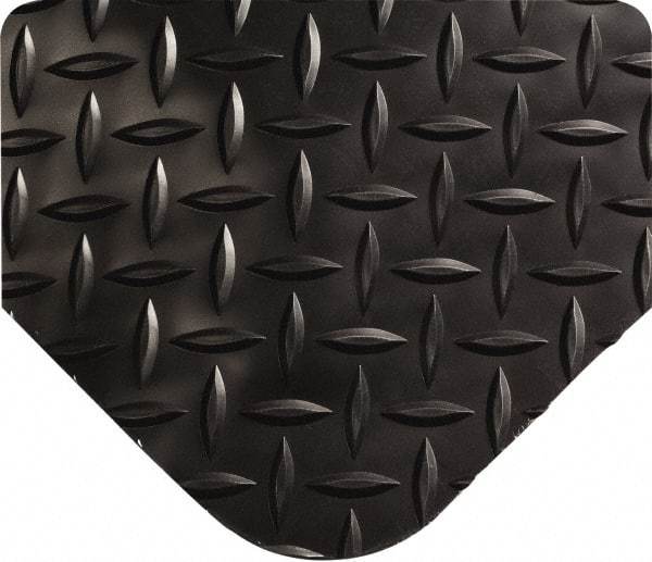 Wearwell - 9' Long x 2' Wide, Dry Environment, Anti-Fatigue Matting - Black, Vinyl with Vinyl Sponge Base, Beveled on All 4 Sides - Eagle Tool & Supply