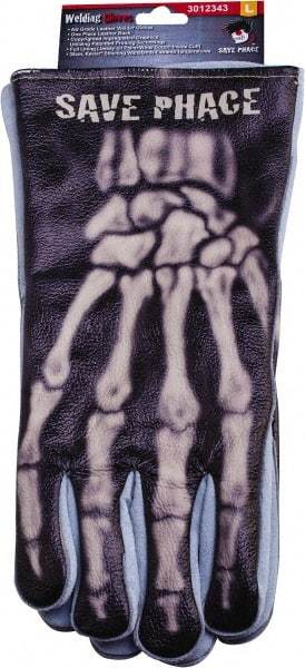 Save Phace - Size L Cotton Lined Leather Heat Resistant Glove - 14" OAL, Band Cuff, Wing Thumb, For General Welding - Eagle Tool & Supply