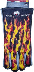 Save Phace - Size L Cotton Lined Leather Heat Resistant Glove - 14" OAL, Band Cuff, Wing Thumb, For General Welding - Eagle Tool & Supply