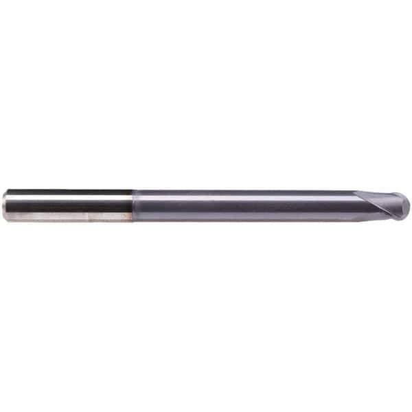 Emuge - 6mm Diam, 6mm LOC, 2 Flute Solid Carbide Ball End Mill - TiAlN Finish, Single End, 80mm OAL, 6mm Shank Diam, Ball Flute - Eagle Tool & Supply