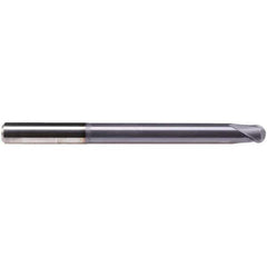 Emuge - 8mm Diam, 7mm LOC, 2 Flute Solid Carbide Ball End Mill - TiAlN Finish, Single End, 100mm OAL, 8mm Shank Diam, Ball Flute - Eagle Tool & Supply