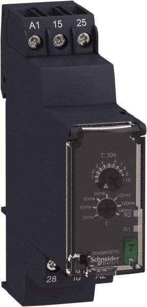 Schneider Electric - 6 Pin, Single Range DPDT Time Delay Relay - 8 Contact Amp, 250 Volt, On Board Trimpot - Eagle Tool & Supply