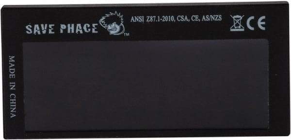 Save Phace - 3.74" Wide x 1.42" High, Lens Shade 3 to 12, Polycarbonate Auto-Darkening Filter - 1/4" Thick, Green, Inside Mount - Eagle Tool & Supply