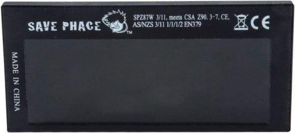 Save Phace - 3.74" Wide x 1.42" High, Lens Shade 3 to 11, Polycarbonate Auto-Darkening Filter - 1/4" Thick, Green, Inside Mount - Eagle Tool & Supply