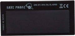 Save Phace - 3.74" Wide x 1.42" High, Lens Shade 3 to 10, Polycarbonate Auto-Darkening Filter - 1/4" Thick, Green, Inside Mount - Eagle Tool & Supply