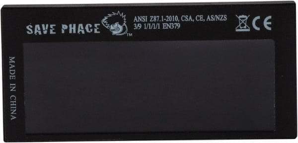 Save Phace - 3.74" Wide x 1.42" High, Lens Shade 3 to 9, Polycarbonate Auto-Darkening Filter - 1/4" Thick, Green, Inside Mount - Eagle Tool & Supply