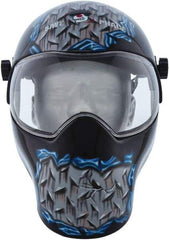 Save Phace - 11" Window Width x 3-3/4" Window Height, Fixed Shade Lens, Fixed Front Welding Helmet - Grey/Black/Blue, Nylon Clear Lens - Eagle Tool & Supply