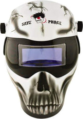 Save Phace - 3.62" Window Width x 1.42" Window Height, 3 to 10 Shade Auto-Darkening Lens, Fixed Front Welding Helmet - Black/White/Gray, Nylon Green Lens - Eagle Tool & Supply