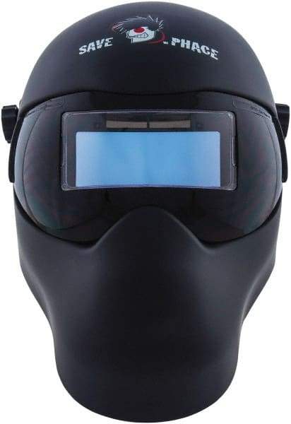 Save Phace - 3.62" Window Width x 1.42" Window Height, 3 to 10 Shade Auto-Darkening Lens, Fixed Front Welding Helmet - Black, Nylon Green Lens - Eagle Tool & Supply