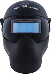 Save Phace - 3.62" Window Width x 1.42" Window Height, 3 to 10 Shade Auto-Darkening Lens, Fixed Front Welding Helmet - Black, Nylon Green Lens - Eagle Tool & Supply