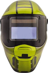 Save Phace - 4.33" Window Width x 3.54" Window Height, 3 to 10 Shade Auto-Darkening Lens, Fixed Front Welding Helmet - Green/Black, Nylon Green Lens - Eagle Tool & Supply