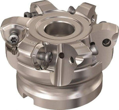 Seco - 6 Inserts, 48.8mm Cutter Diam, 1.8mm Max Depth of Cut, Indexable High-Feed Face Mill - 3/4" Arbor Hole Diam, 8.15mm Keyway Width, 40mm High, R220.21 Toolholder, 218.21-230 Inserts, Series High Feed 6 - Eagle Tool & Supply
