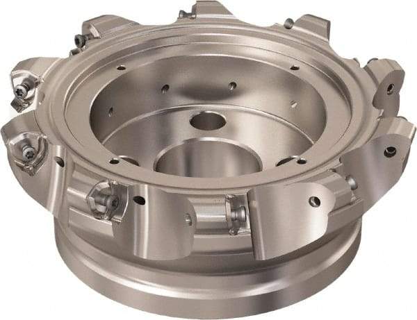 Seco - 10 Inserts, 145.2mm Cutter Diam, 1.8mm Max Depth of Cut, Indexable High-Feed Face Mill - 40mm Arbor Hole Diam, 16.4mm Keyway Width, 63mm High, R220.21 Toolholder, 218.21-230 Inserts, Series High Feed 6 - Eagle Tool & Supply