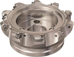 Seco - 10 Inserts, 145.2mm Cutter Diam, 1.8mm Max Depth of Cut, Indexable High-Feed Face Mill - 40mm Arbor Hole Diam, 16.4mm Keyway Width, 63mm High, R220.21 Toolholder, 218.21-230 Inserts, Series High Feed 6 - Eagle Tool & Supply