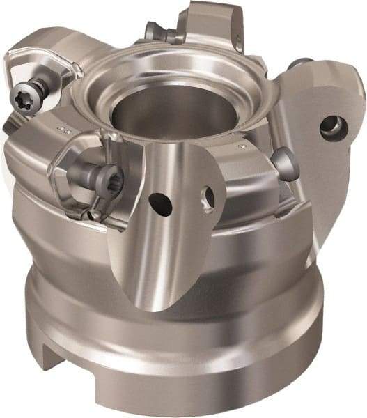Seco - 5 Inserts, 48.3mm Cutter Diam, 1.8mm Max Depth of Cut, Indexable High-Feed Face Mill - 27mm Arbor Hole Diam, 12.4mm Keyway Width, 50mm High, R220.21 Toolholder, 218.21-230 Inserts, Series High Feed 6 - Eagle Tool & Supply
