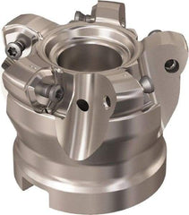 Seco - 5 Inserts, 48.3mm Cutter Diam, 1.8mm Max Depth of Cut, Indexable High-Feed Face Mill - 27mm Arbor Hole Diam, 12.4mm Keyway Width, 50mm High, R220.21 Toolholder, 218.21-230 Inserts, Series High Feed 6 - Eagle Tool & Supply