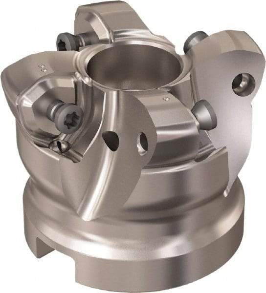 Seco - 4 Inserts, 35.6mm Cutter Diam, 1.8mm Max Depth of Cut, Indexable High-Feed Face Mill - 22mm Arbor Hole Diam, 10.4mm Keyway Width, 40mm High, R220.21 Toolholder, 218.21-230 Inserts, Series High Feed 6 - Eagle Tool & Supply