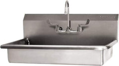 SANI-LAV - 27" Long x 16-1/2" Wide Inside, 1 Compartment, Grade 304 Stainless Steel (2) Person ADA Wash-Station with Manual Faucet - 16 Gauge, 30" Long x 20" Wide x 21-1/2" High Outside, 5-1/2" Deep - Eagle Tool & Supply